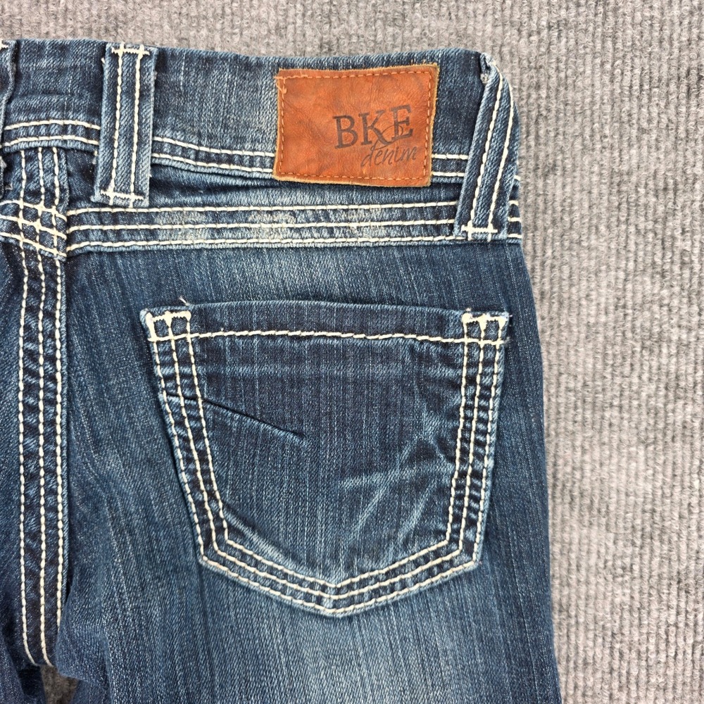 BKE Stella Bootcut Jeans Womens 25L Dark Wash Low Rise Contrast Stitch Denim - Picture 10 of 11